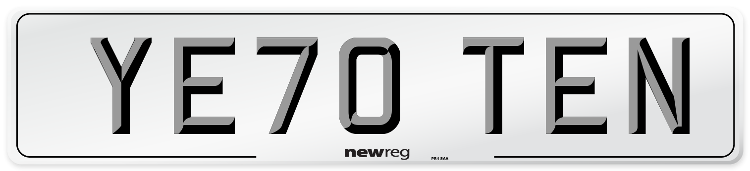 YE70 TEN Number Plate from New Reg